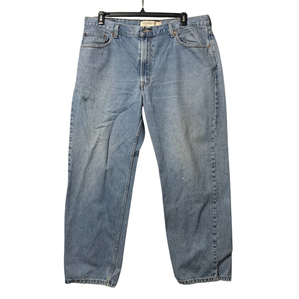 Levi's 550 Relaxed Fit Men's Jeans Light Blue 40x30 Denim Faded Distressed Faded